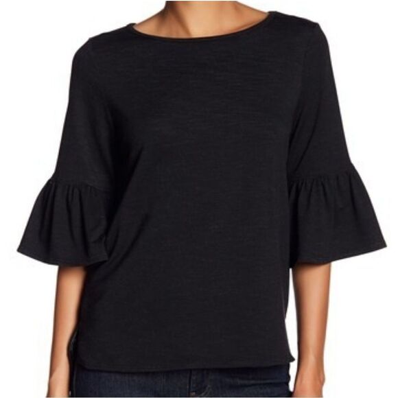 Max Studio Hi Lo Ruffle Bell Sleeve Top sz Med - Picture 1 of 7